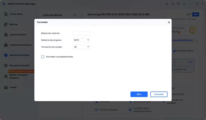 click Sim to queue the operation