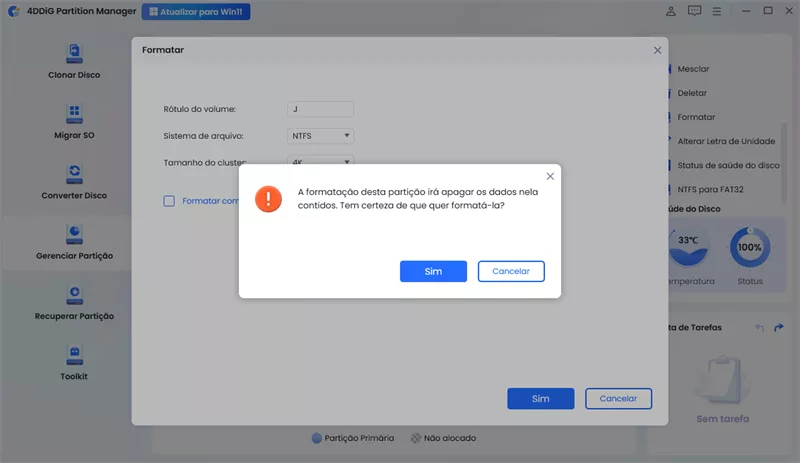 Revisar configurações de formatação do pendrive