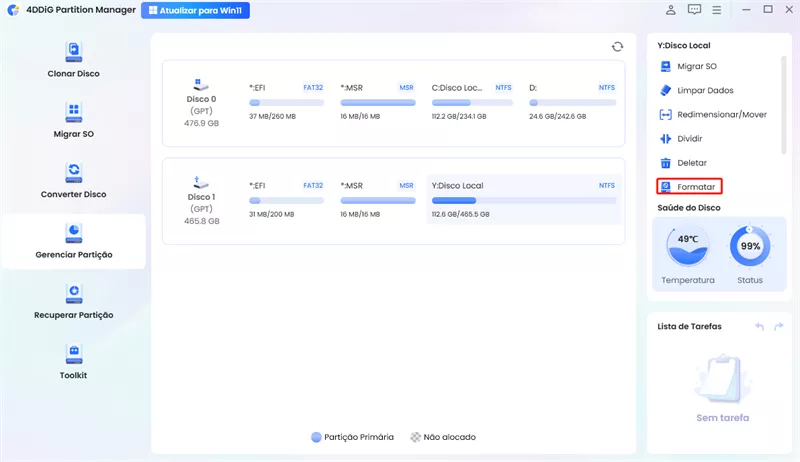 Ferramenta 4DDiG para formatar pendrive