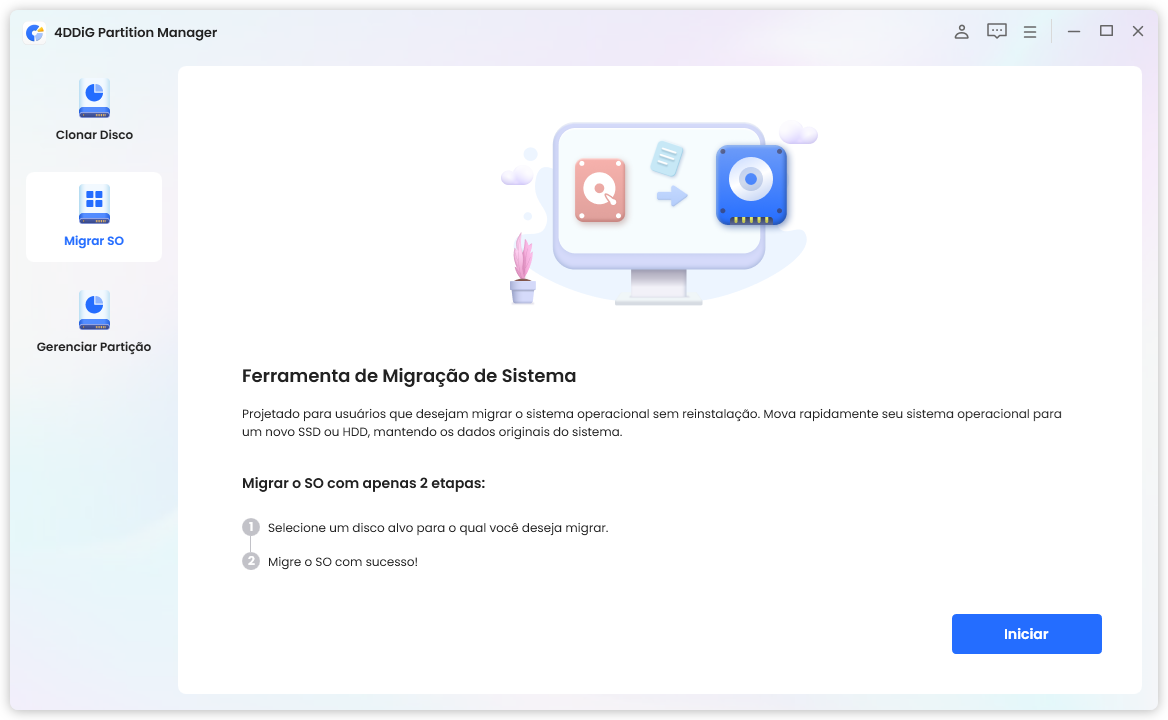 selecione Migrar SO no painel de navegação esquerdo