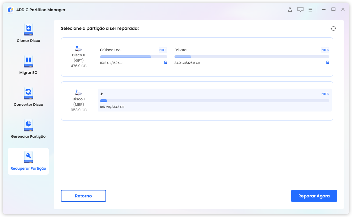 o tipo de sistema de arquivos é RAW