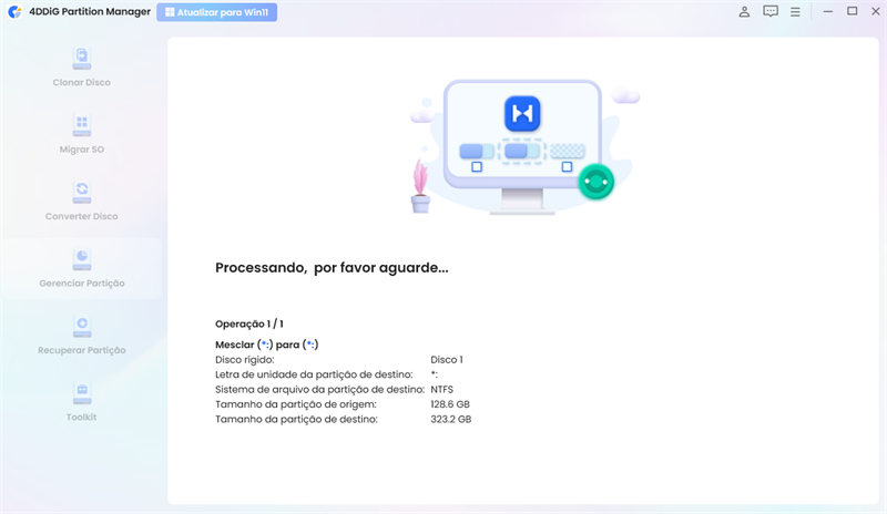 comece a mesclar as partições