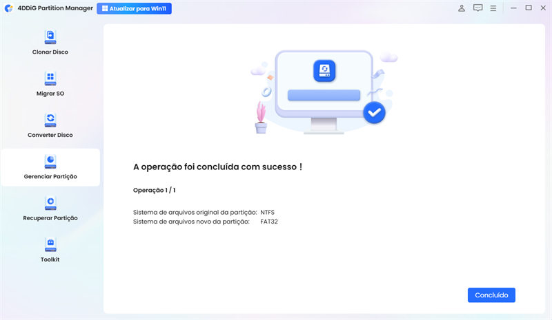 converer NTFS para FAT32 com sucesso