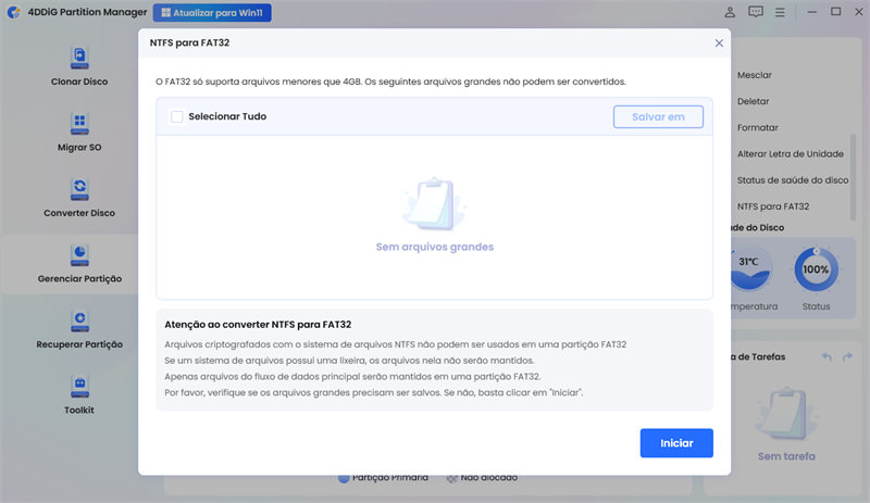 confirmar converter NTFS para FAT32