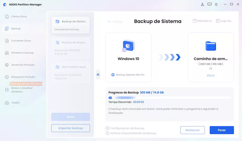 aguardar o backup do sistema