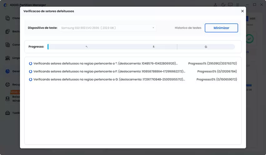 verificando setores danificados