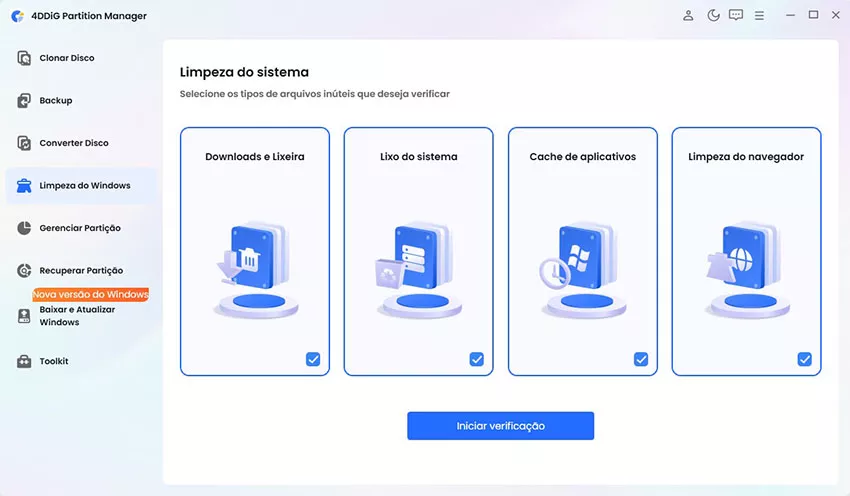 selecionar tipos de ficheiros indesejados
