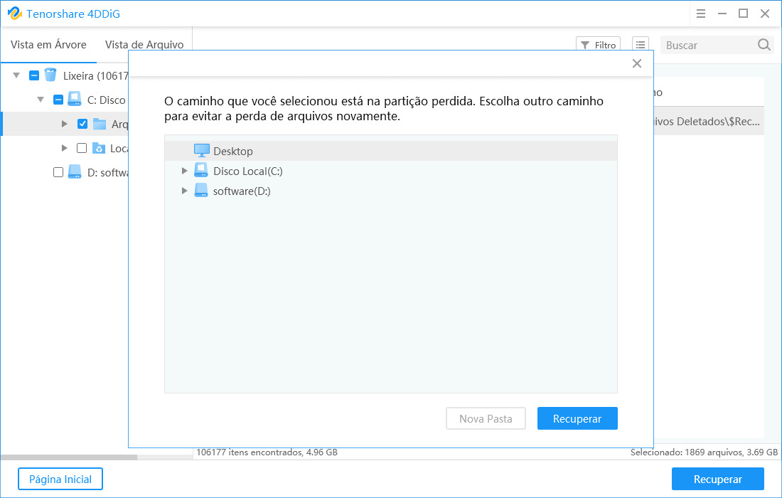 salvar e recuperar arquivos excluídos