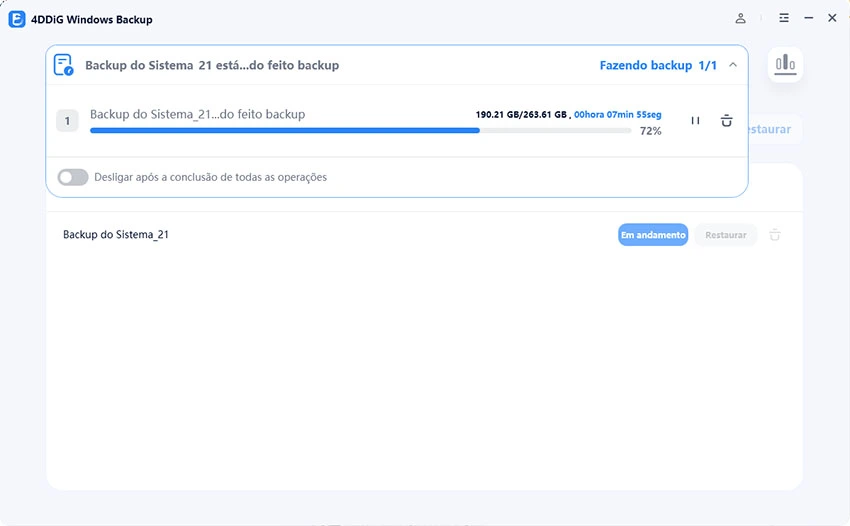 agendar encerramento após backup
