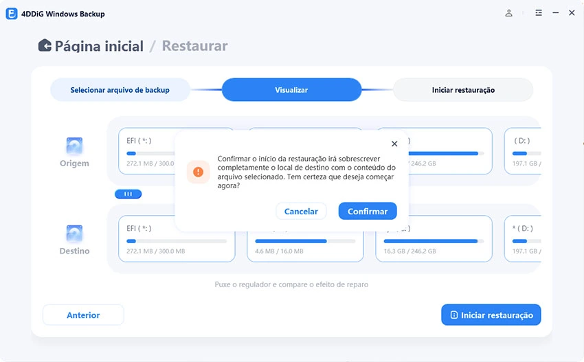confirmar para restaurar