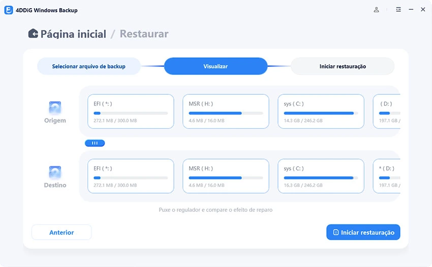 começar a restaurar