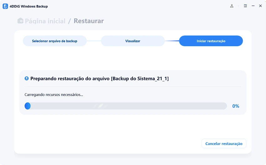 preparando para restaurar o sistema