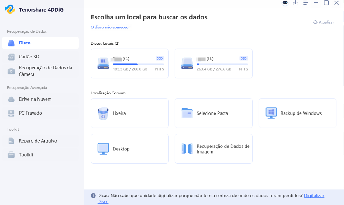 Interface de Recuperação de Imagem de Disco