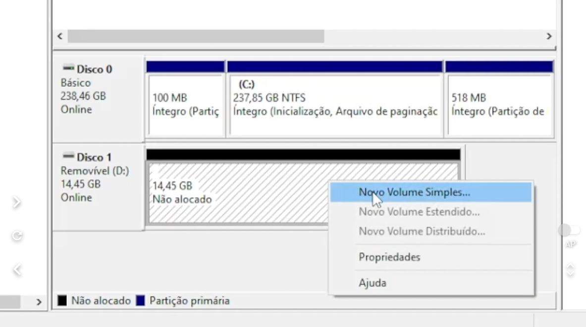 criar novas partições