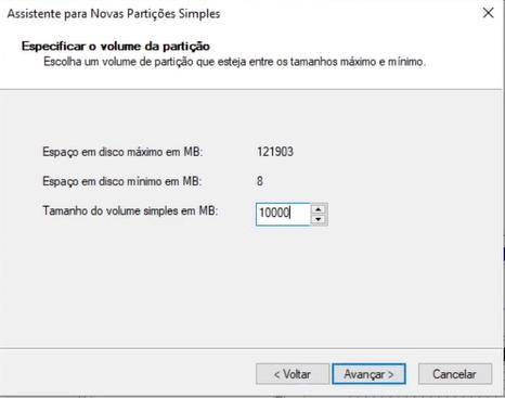 criar nova partição hd