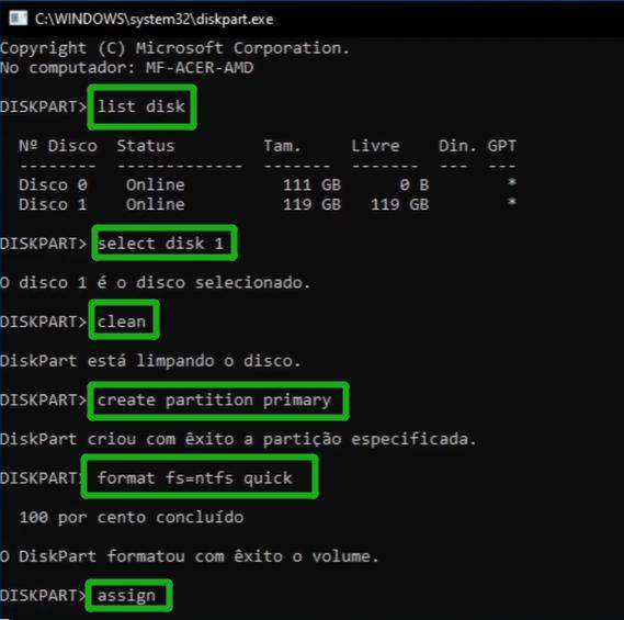 resolver hd não alocado usando cmd