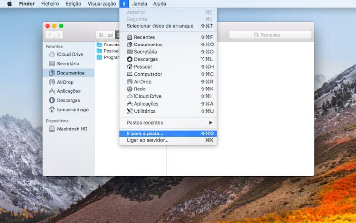 ir para a pasta mac