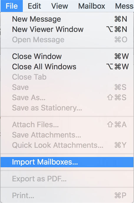importar caixa de emails