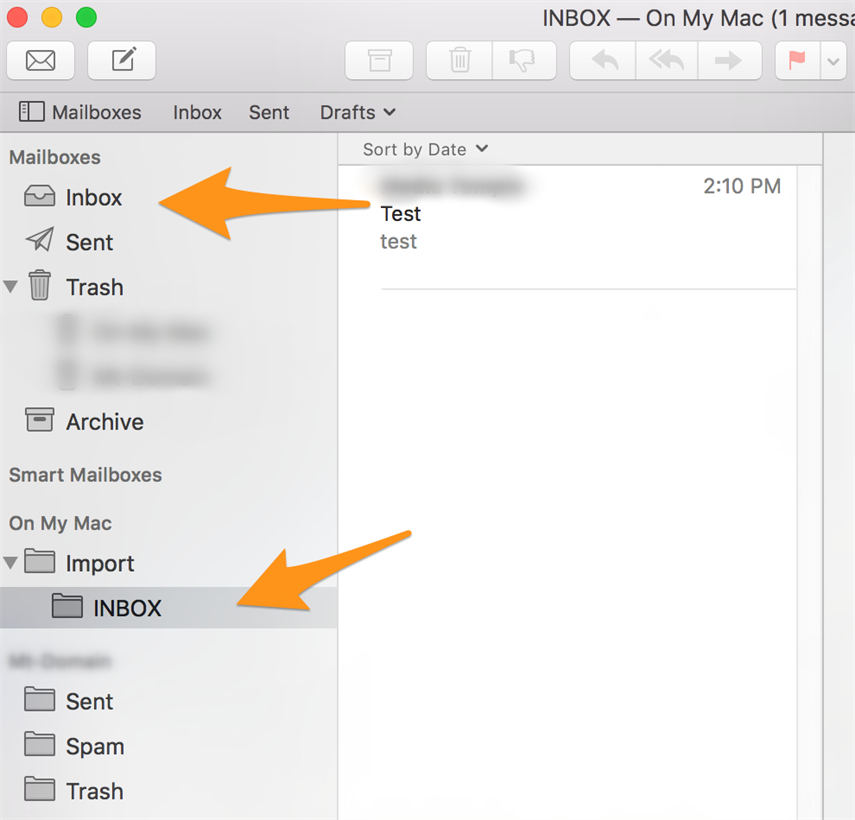 importar caixa de emails