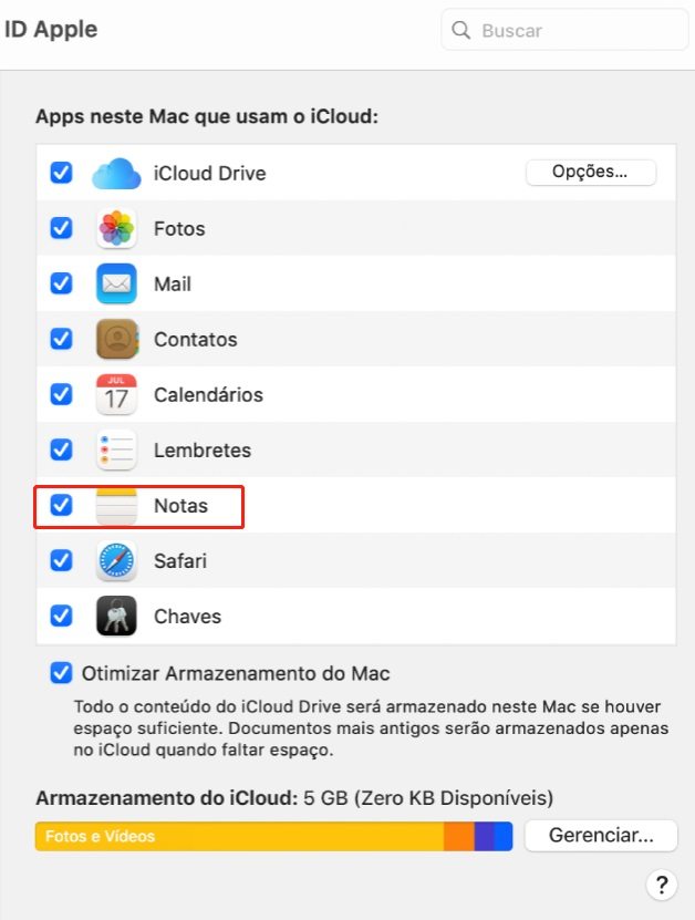recuperar notas deletadas no iCloud