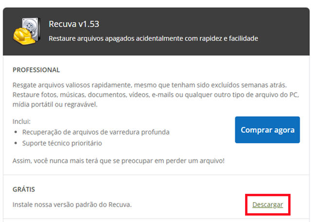 Baixe a versão normal
