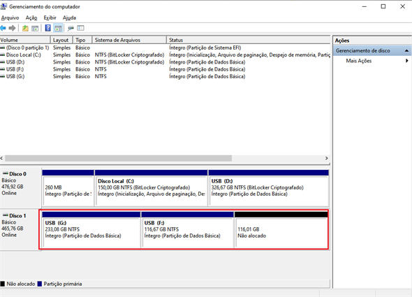 use o gerenciamento de disco