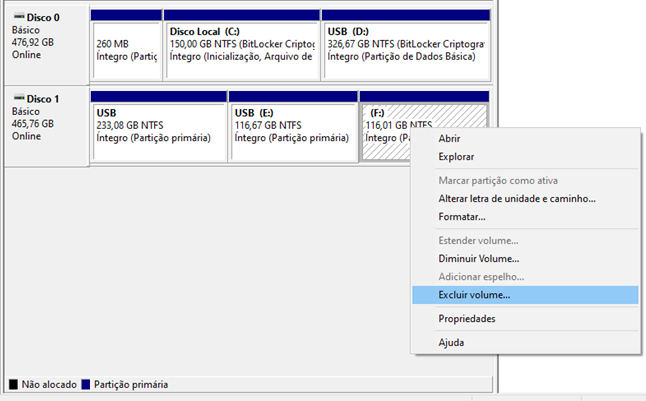 excluir-volume-excluir partição com o diskpart
