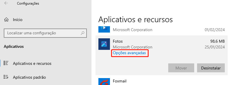 reconfigure ou repare o microsoft fotos para corrigir arquivos png que não abrem-passo 1