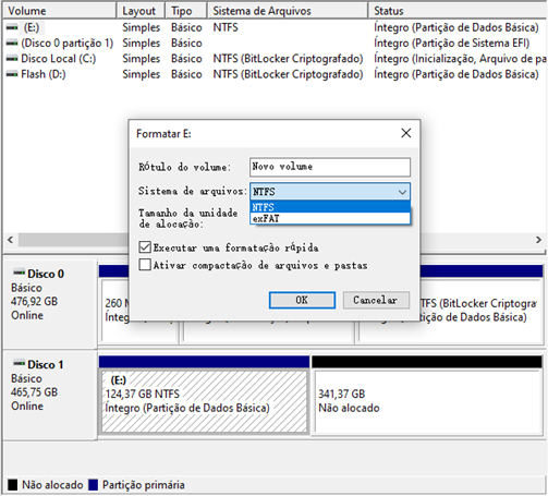 gerenciamento de disco