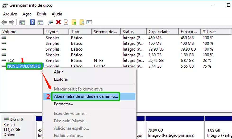 alterar letra da unidade e caminho