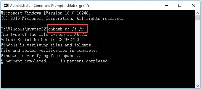 use o comando CHKDSK para verificar disco