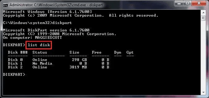 usar diskpart para formatar o disco
