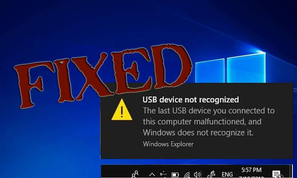 dispositivo USB não reconhecido cirrigido