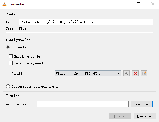 Correção 0xc10100be – converter formato de arquivo de vídeo via vlc media player