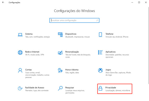 habilite o aplicativo de câmera para consertar o 0xa00f4244 nocamerasareattached- passo 1