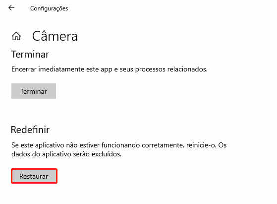 reinicie o aplicativo de câmera para consertar não conseguimos encontrar sua câmera no windows 11/10-passo 2