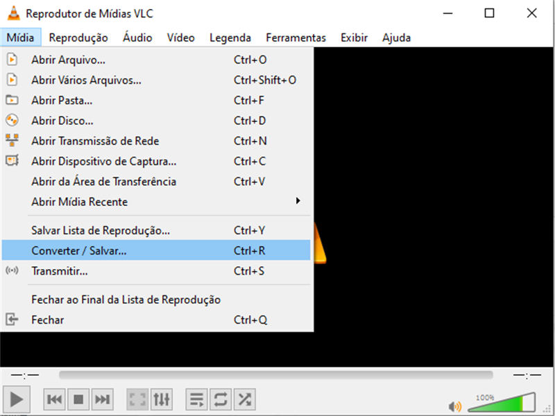 corrigir arquivos de vídeo corrompidos MP4 via transcoding no VLC - Converter/Salvar