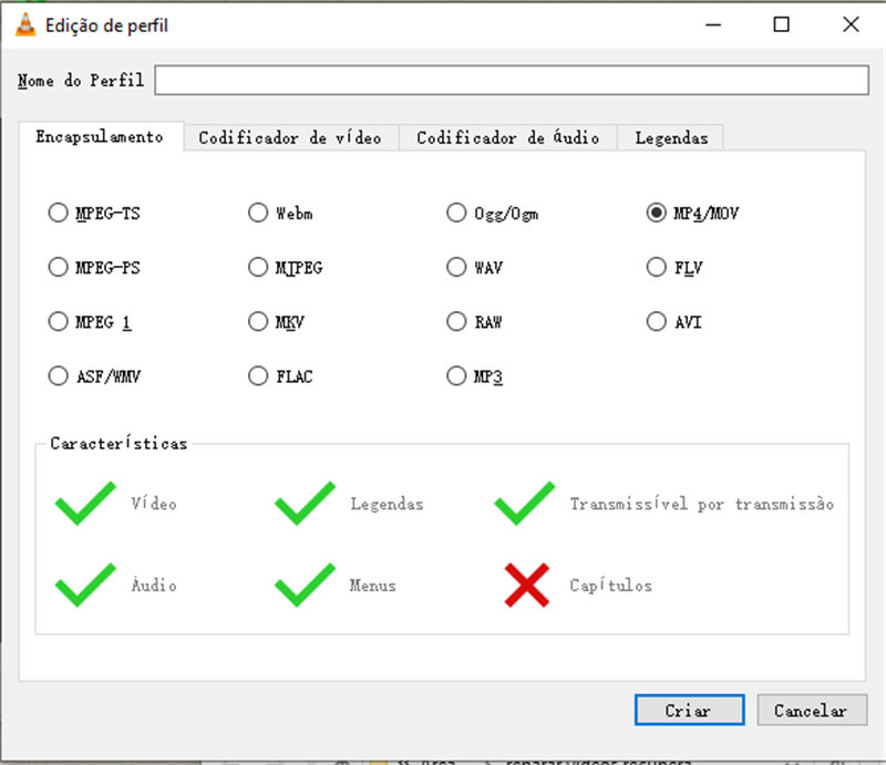corrigir arquivos de vídeo corrompidos MP4 via transcoding no VLC - Converter/Salvar