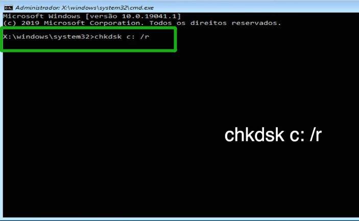 Execute os comandos Chkdsk para corrigir o loop de reparo automatico