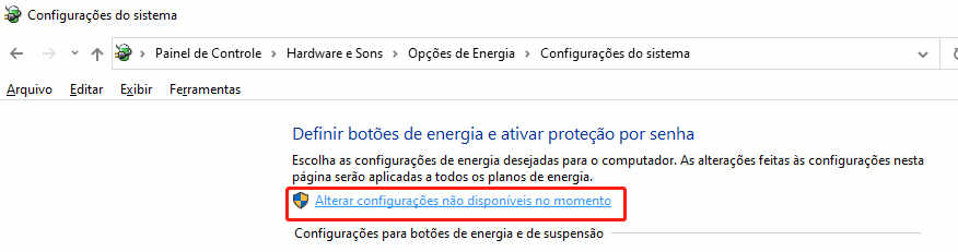 Click on change settings that are currently unavailable.