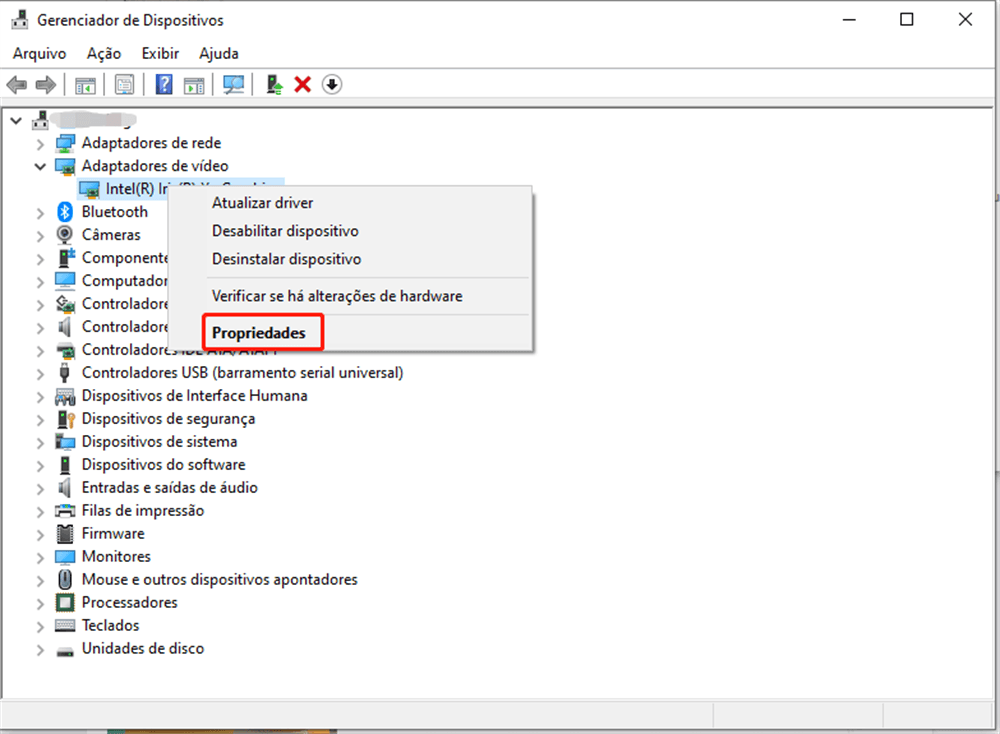 abrir Gerenciador de Dispositivos para corrigir erro 0x8007045d