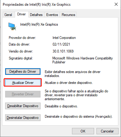 atualizar Driver para corrigir erro 0x8007045d