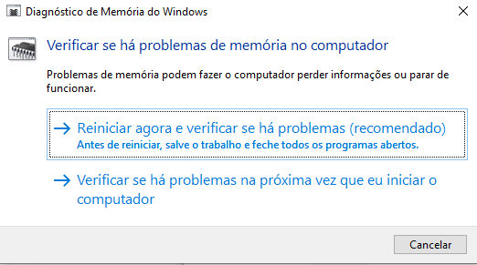 corrigir gerenciamento de memória de tela azul
