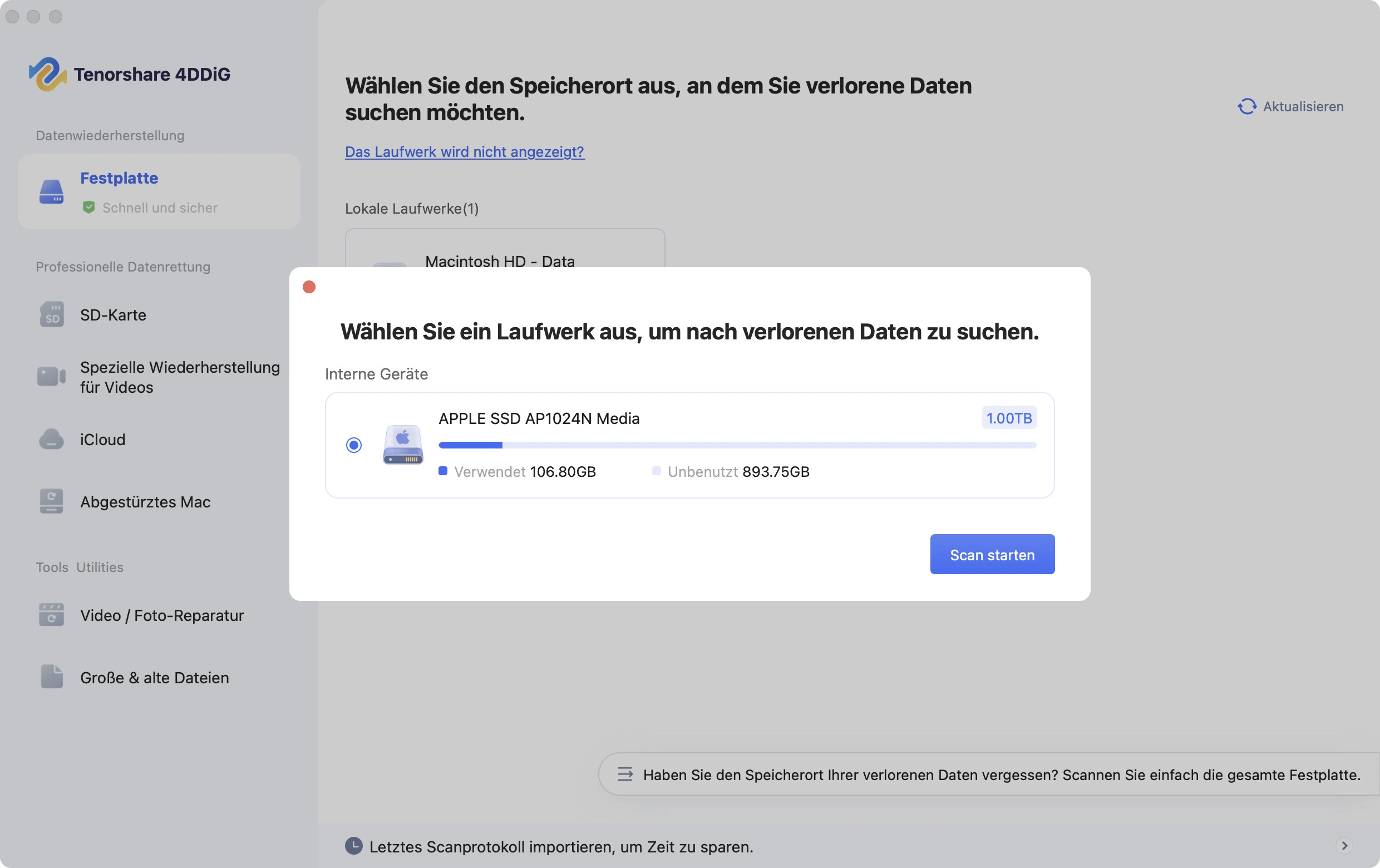 forgot the lost data location