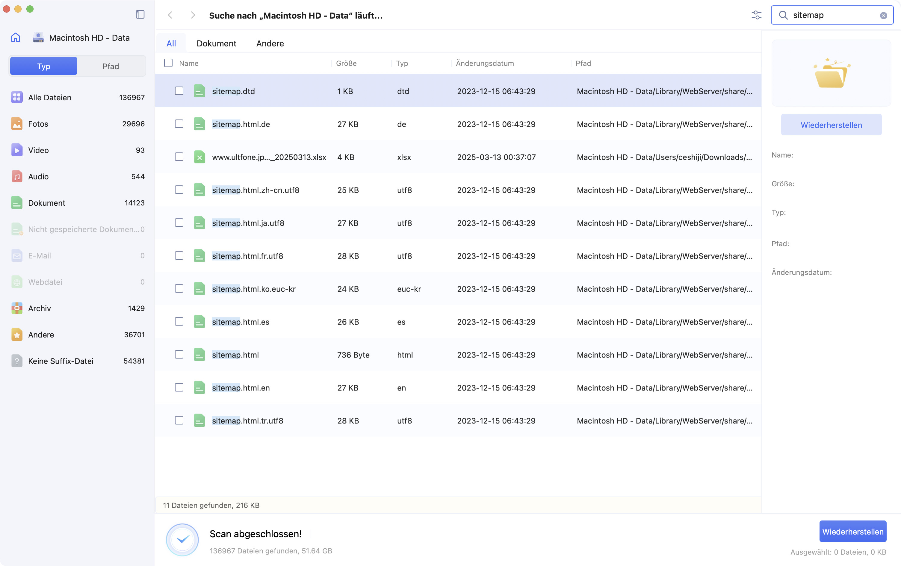 4DDiG mac Dateien scannen