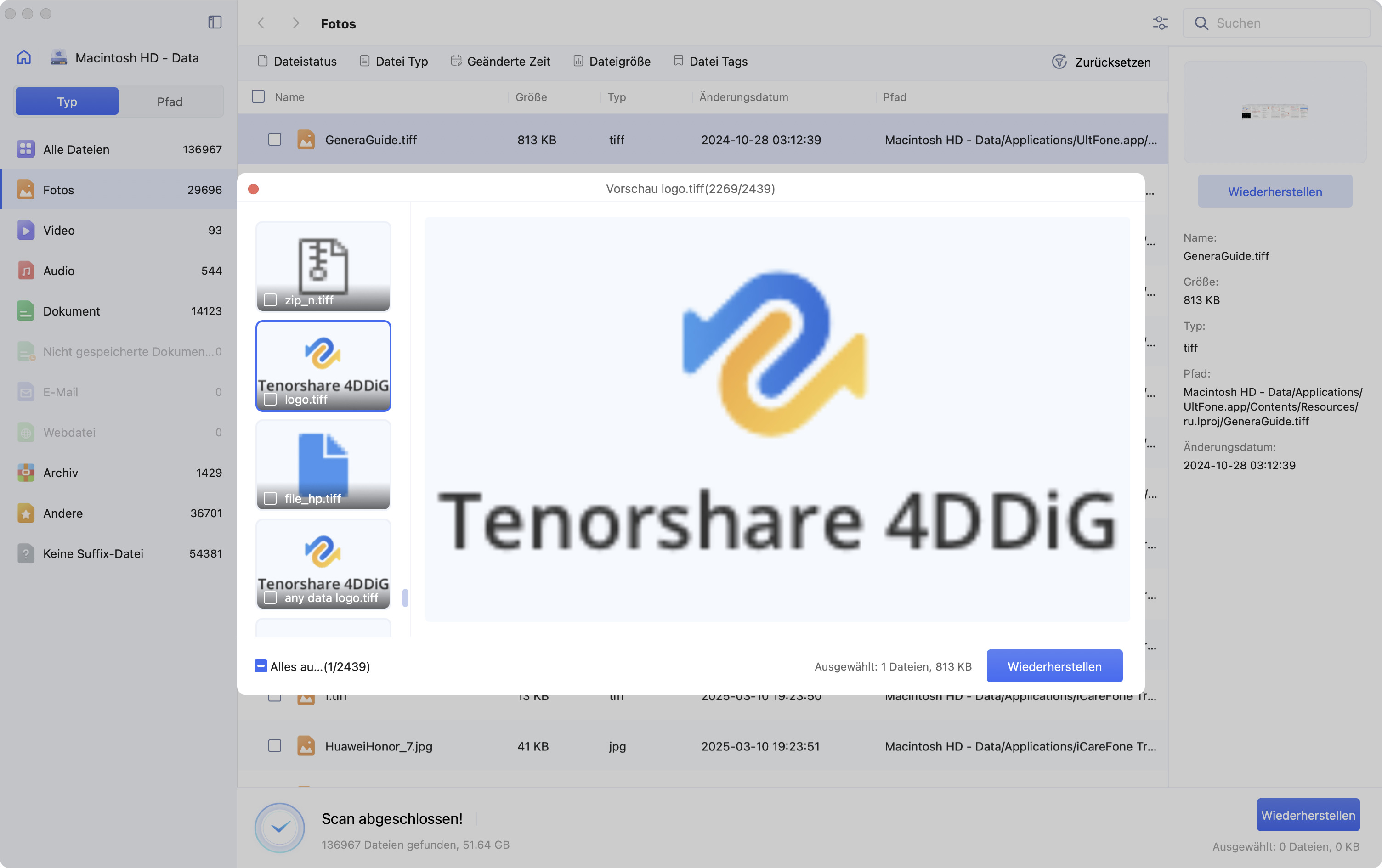 Dateityp mit 4DDiG Mac in der Vorschau anzeigen