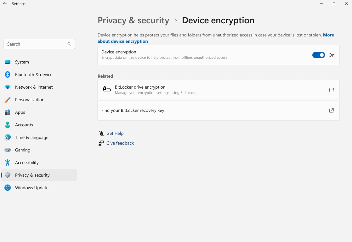 BitLocker-Laufwerksverwaltung in der Windows 11 Einstellungs-App
