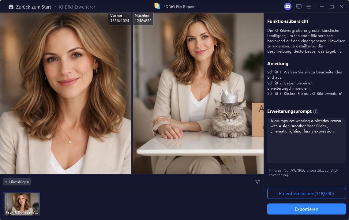 Grummelige Katze mit Geburtstagskrone