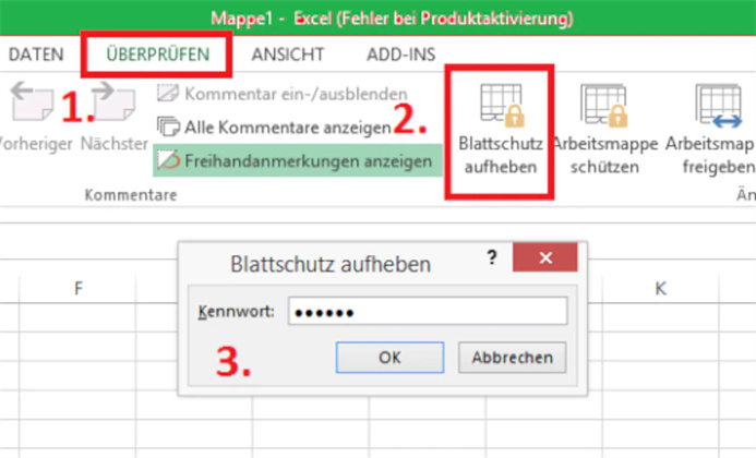 Blattschutz aufheben