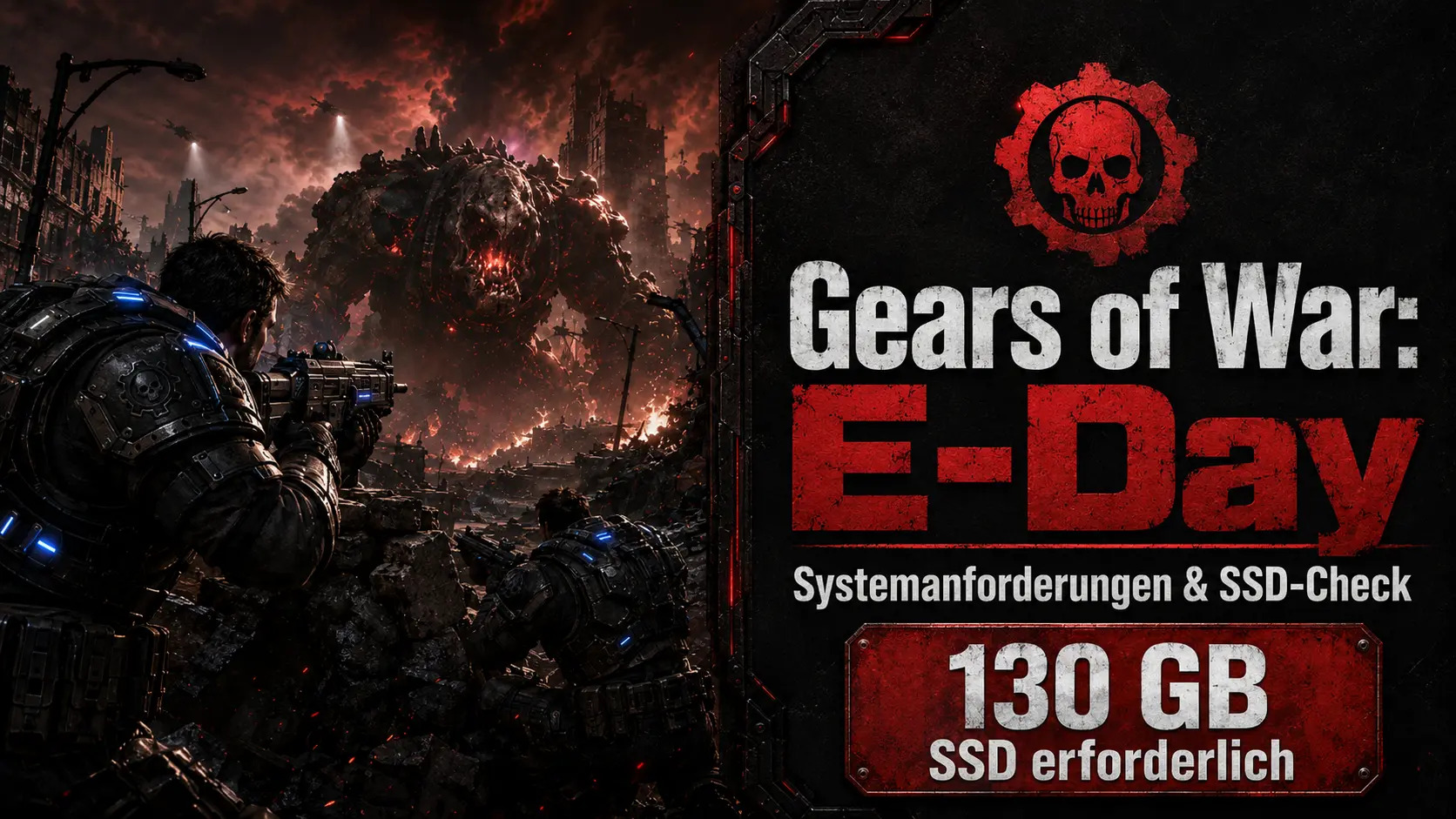 Gears of War E-Day Systemanforderungen und 130 GB SSD-Speicherplatz